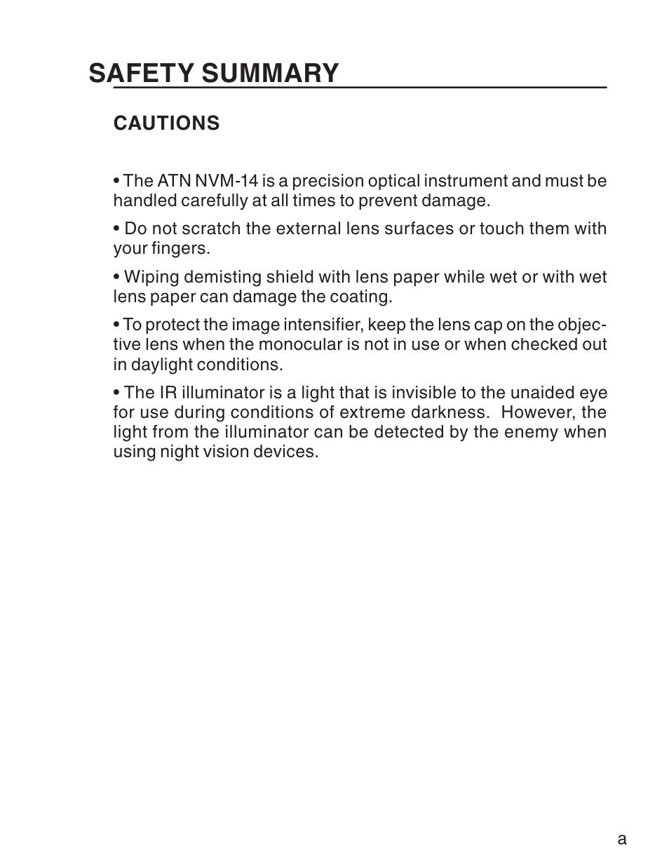 Safety summary | ATN NVM14 User Manual | Page 3 / 62