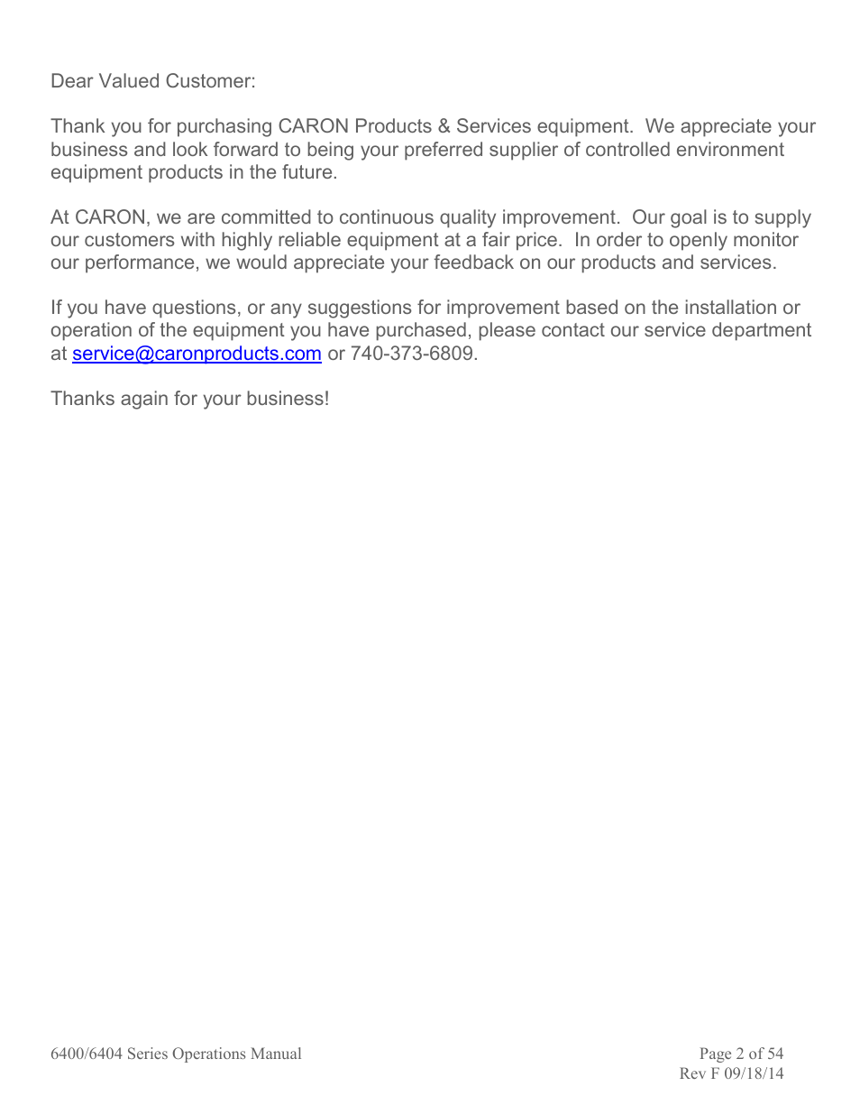 Caron 6404-4 User Manual | Page 2 / 54