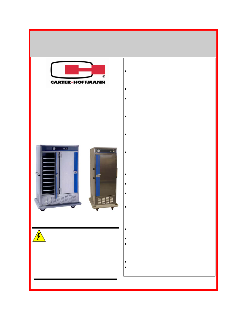 Carter-Hoffmann PHF900 User Manual | 9 pages