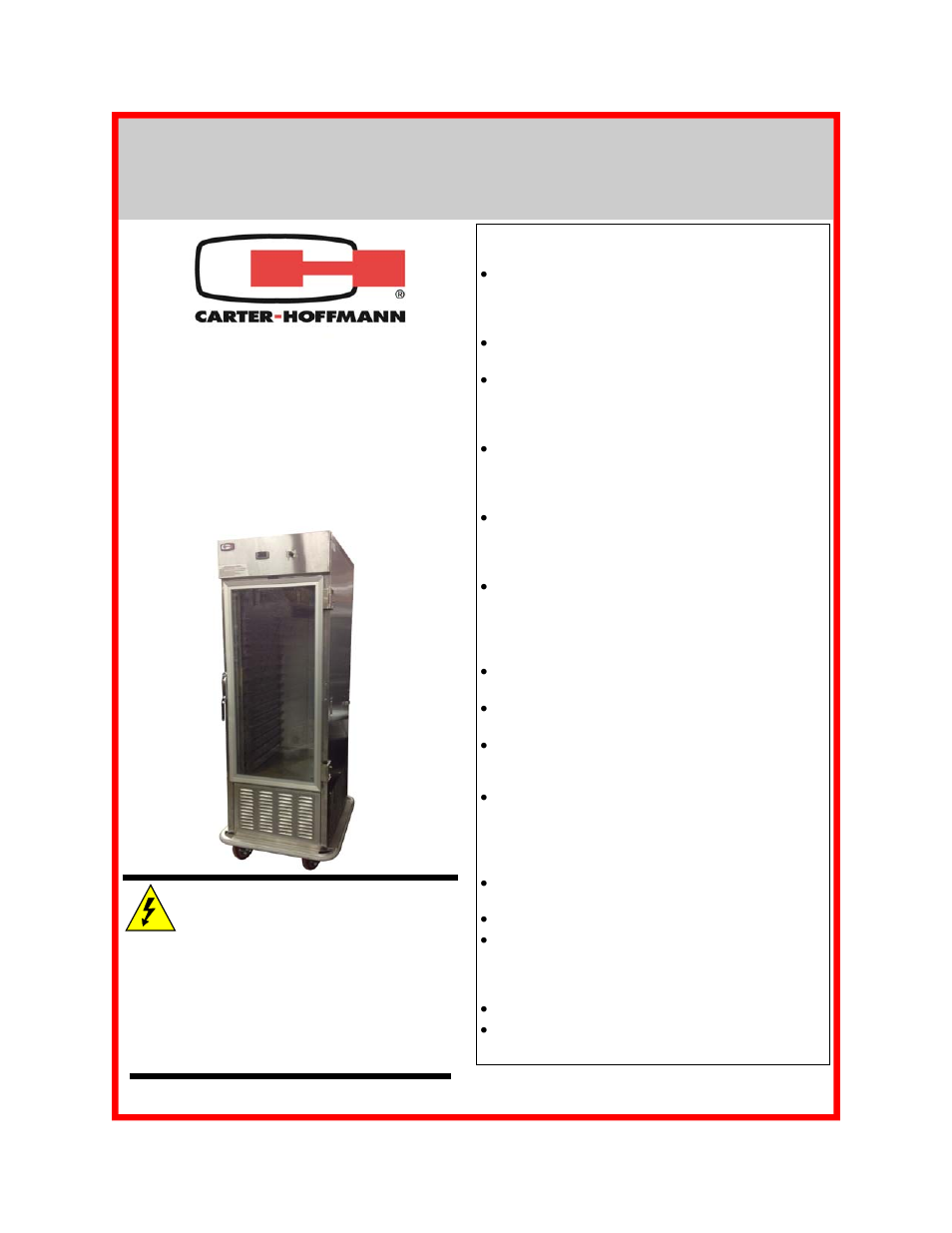 Carter-Hoffmann PHB15 User Manual | 9 pages