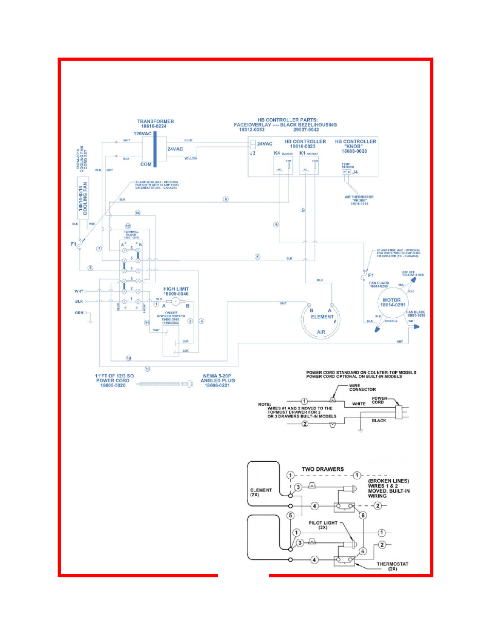 Wiring diagram, Drawer warmer cabinet | Carter-Hoffmann HL8-10-RW User Manual | Page 17 / 20