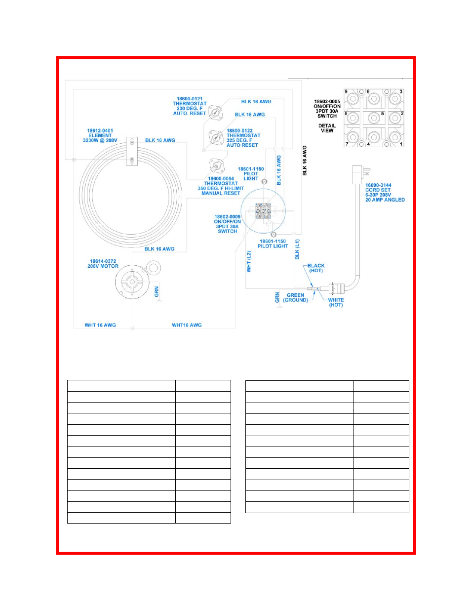 Wiring diagram-ph2s & bhs models, Replacement parts | Carter-Hoffmann PBH2S User Manual | Page 7 / 11