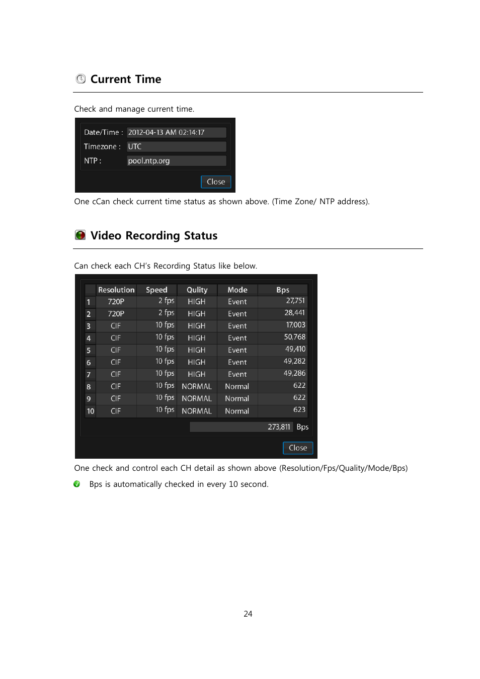 Current time, Video recording status | CCTV Camera Pros Viewtron Video Surveillance DVRs - HD-SDI and Standard Definition CCTV Recorders User Manual | Page 24 / 51