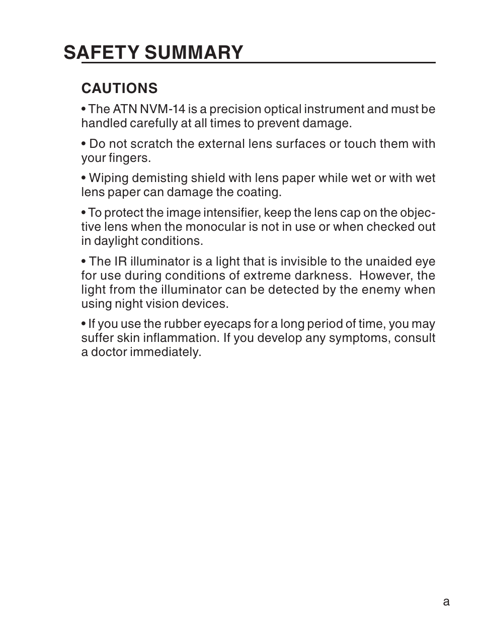 Safety summary | ATN NVM14 User Manual | Page 3 / 64