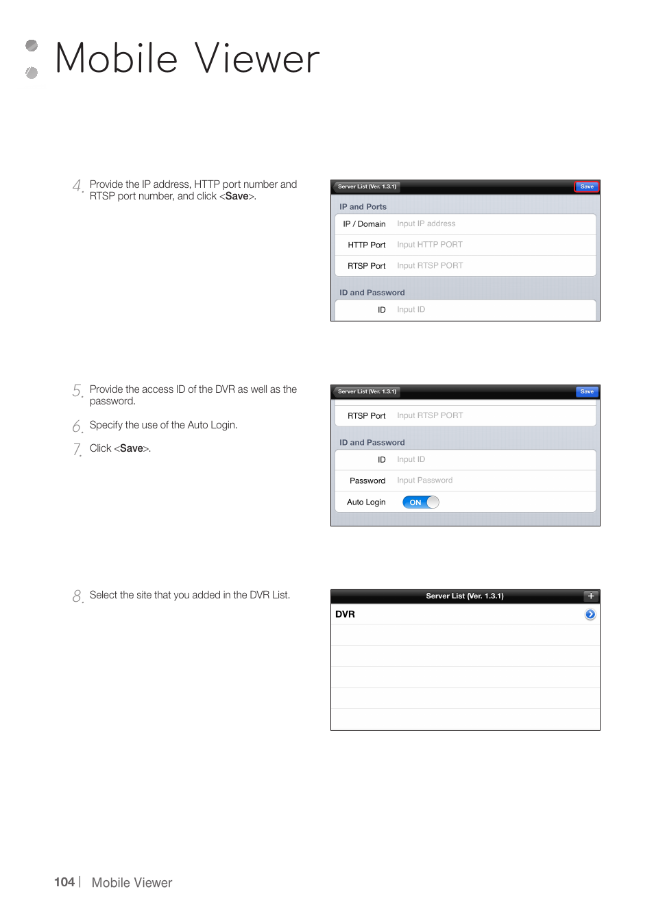 Mobile viewer | CCTV Camera Pros iDVR-PRO A Series DVRs User Manual | Page 104 / 136