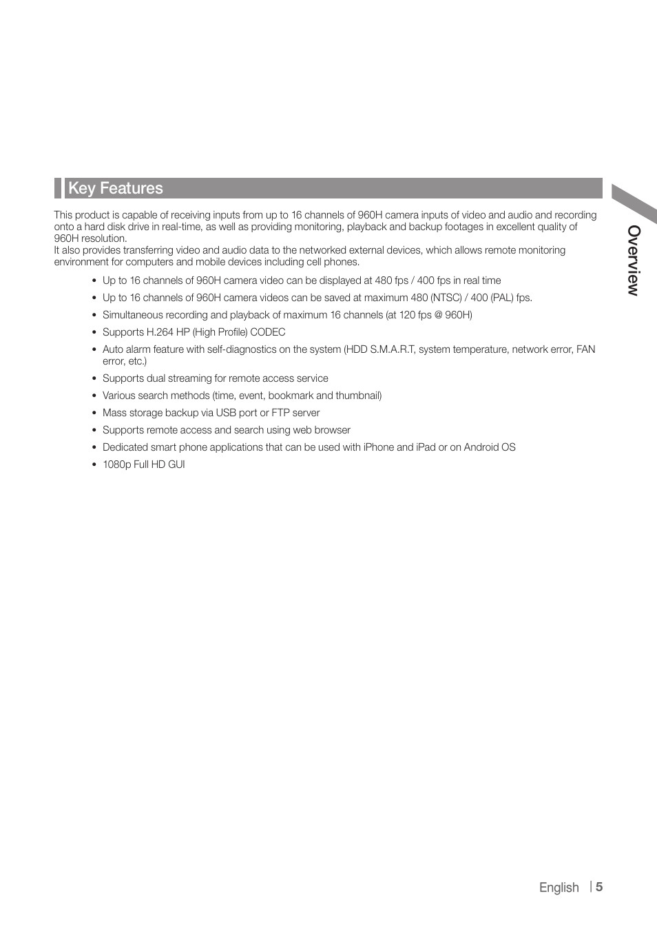 Ove rvie w key features | CCTV Camera Pros iDVR-PRO A Series DVRs User Manual | Page 5 / 136