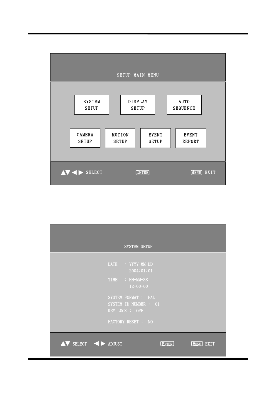 8 / 17 setup main menu, System setup menu | CCTV Camera Pros VM-Q401A CCTV Color Quad Processor User Manual | Page 10 / 15
