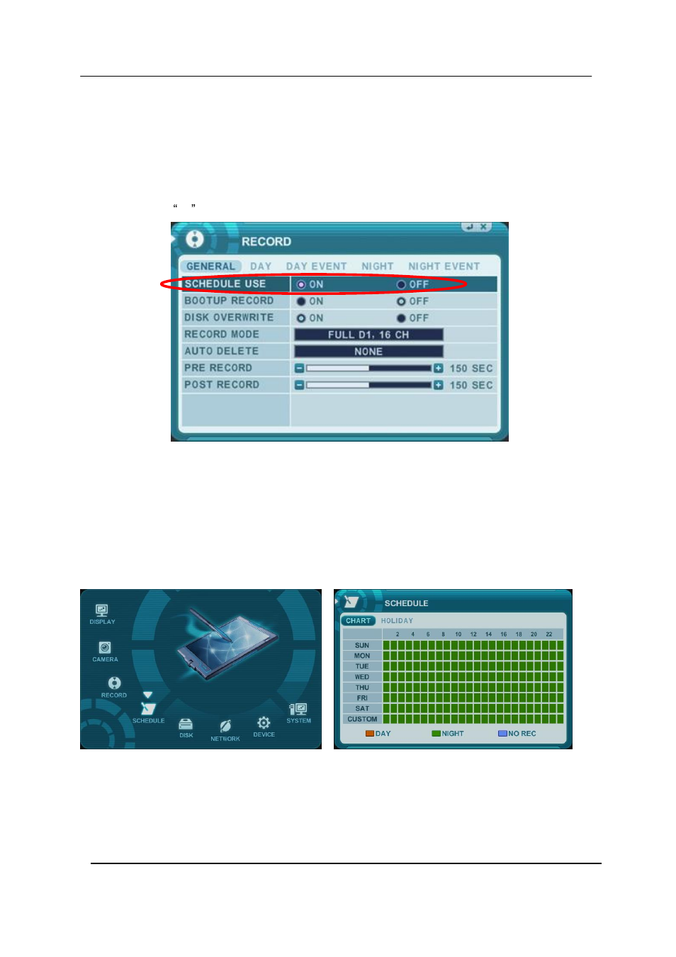Schedule, Chart setup | CCTV Camera Pros iDVR-RT16 Real Time Stand Alone Surveillance DVR User Manual User Manual | Page 43 / 88