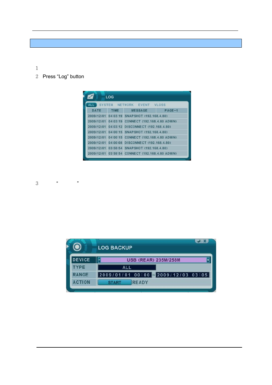 Log list back up | CCTV Camera Pros iDVR-RT16 Real Time Stand Alone Surveillance DVR User Manual User Manual | Page 83 / 88