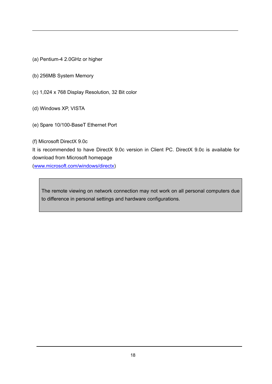 Pc system requirement for network connection | CCTV Camera Pros iDVR-E Series Video Surveillance Recorders Product Manual User Manual | Page 19 / 104