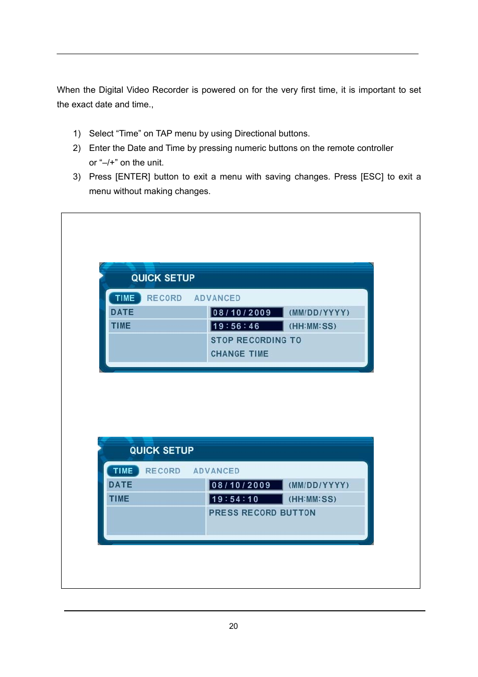 Time | CCTV Camera Pros iDVR-E Series Video Surveillance Recorders Product Manual User Manual | Page 21 / 104