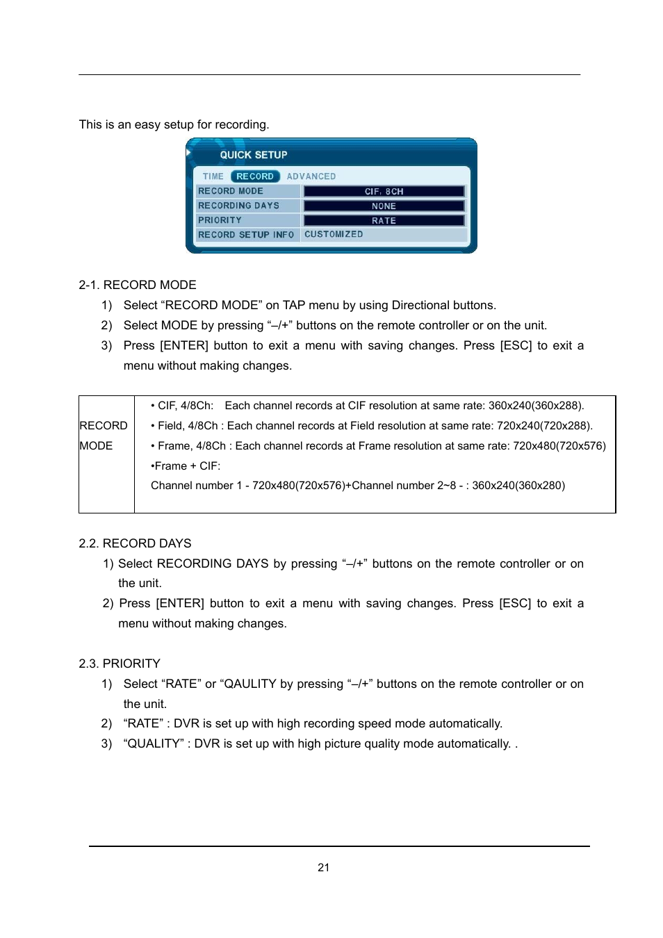 Record | CCTV Camera Pros iDVR-E Series Video Surveillance Recorders Product Manual User Manual | Page 22 / 104