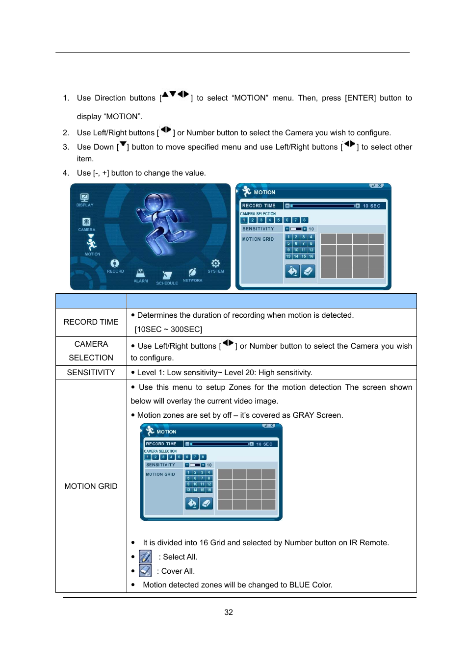 Motion recording | CCTV Camera Pros iDVR-E Series Video Surveillance Recorders Product Manual User Manual | Page 33 / 104