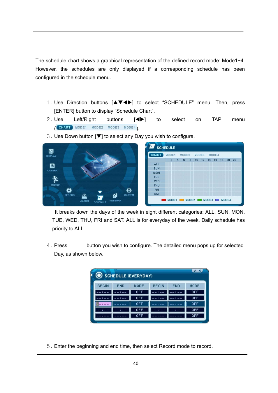 Schedule recording | CCTV Camera Pros iDVR-E Series Video Surveillance Recorders Product Manual User Manual | Page 41 / 104