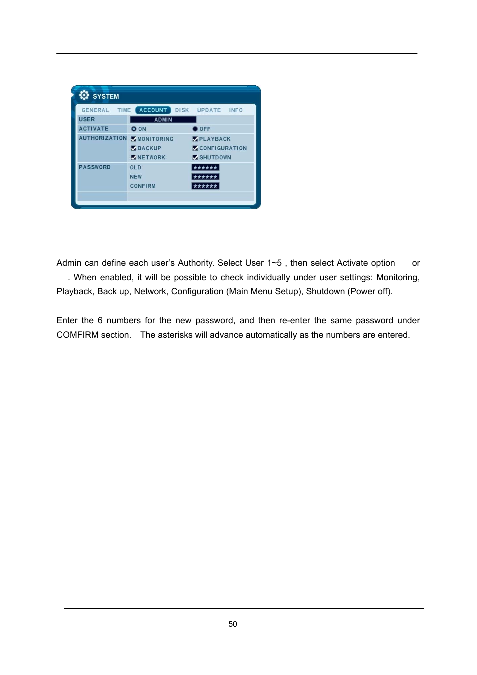 Account | CCTV Camera Pros iDVR-E Series Video Surveillance Recorders Product Manual User Manual | Page 51 / 104