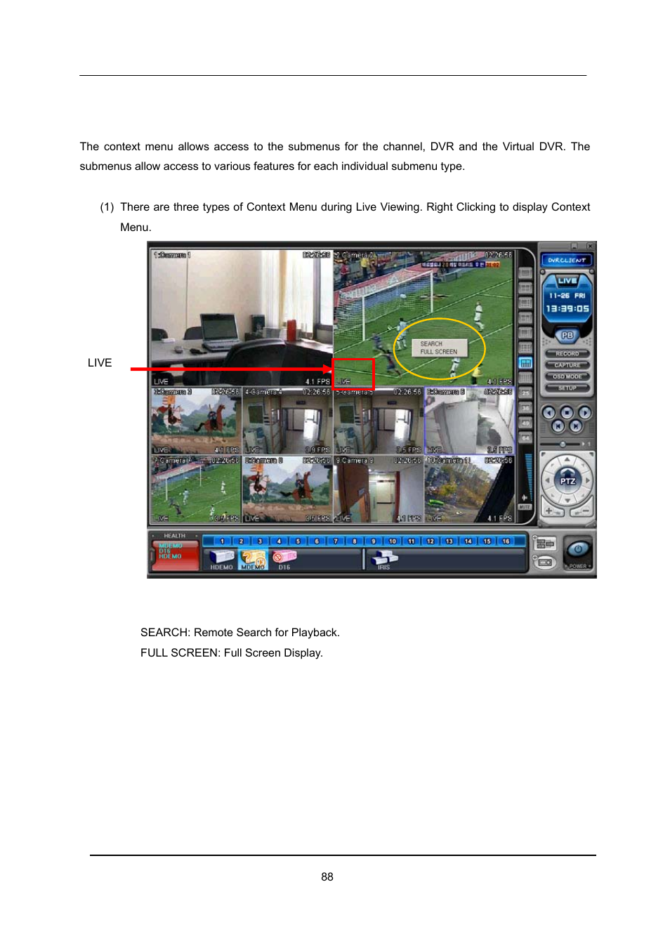 Context menu | CCTV Camera Pros iDVR-E Series Video Surveillance Recorders Product Manual User Manual | Page 89 / 104