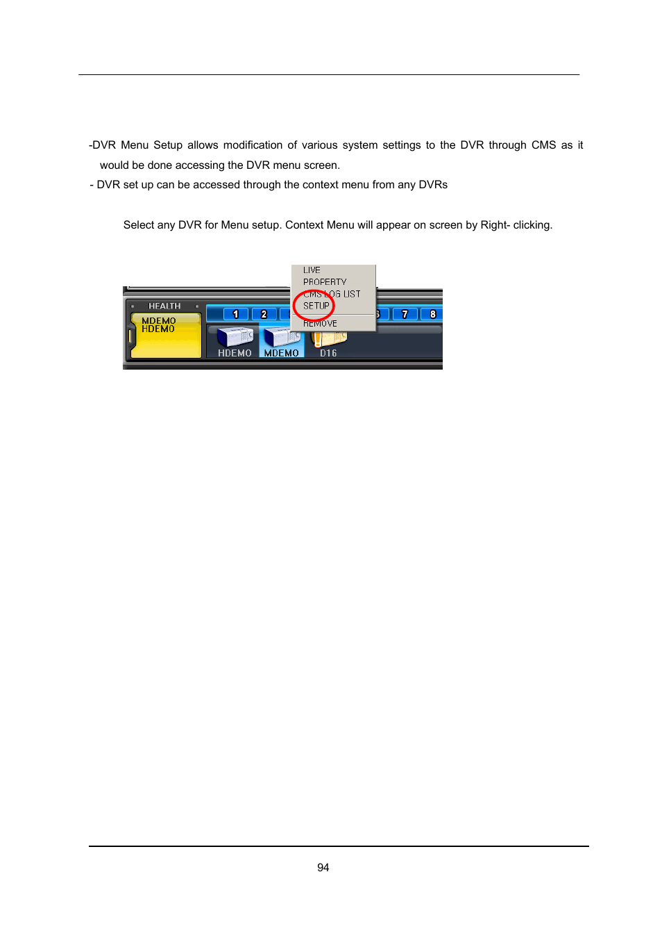 Dvr menu setup | CCTV Camera Pros iDVR-E Series Video Surveillance Recorders Product Manual User Manual | Page 95 / 104