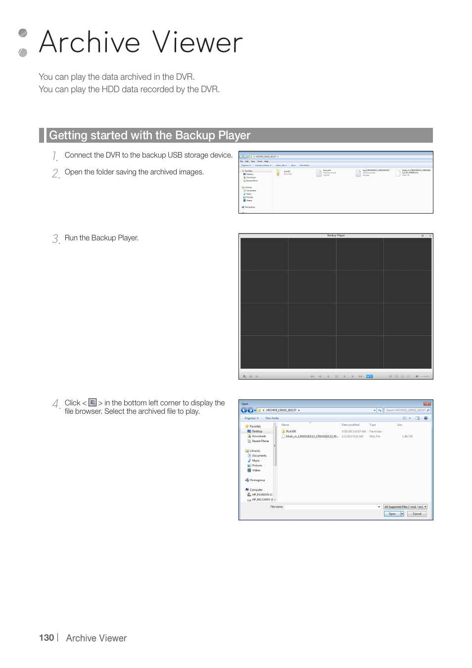 Archive viewer | CCTV Camera Pros iDVR-PRO H Series DVRs User Manual | Page 130 / 150