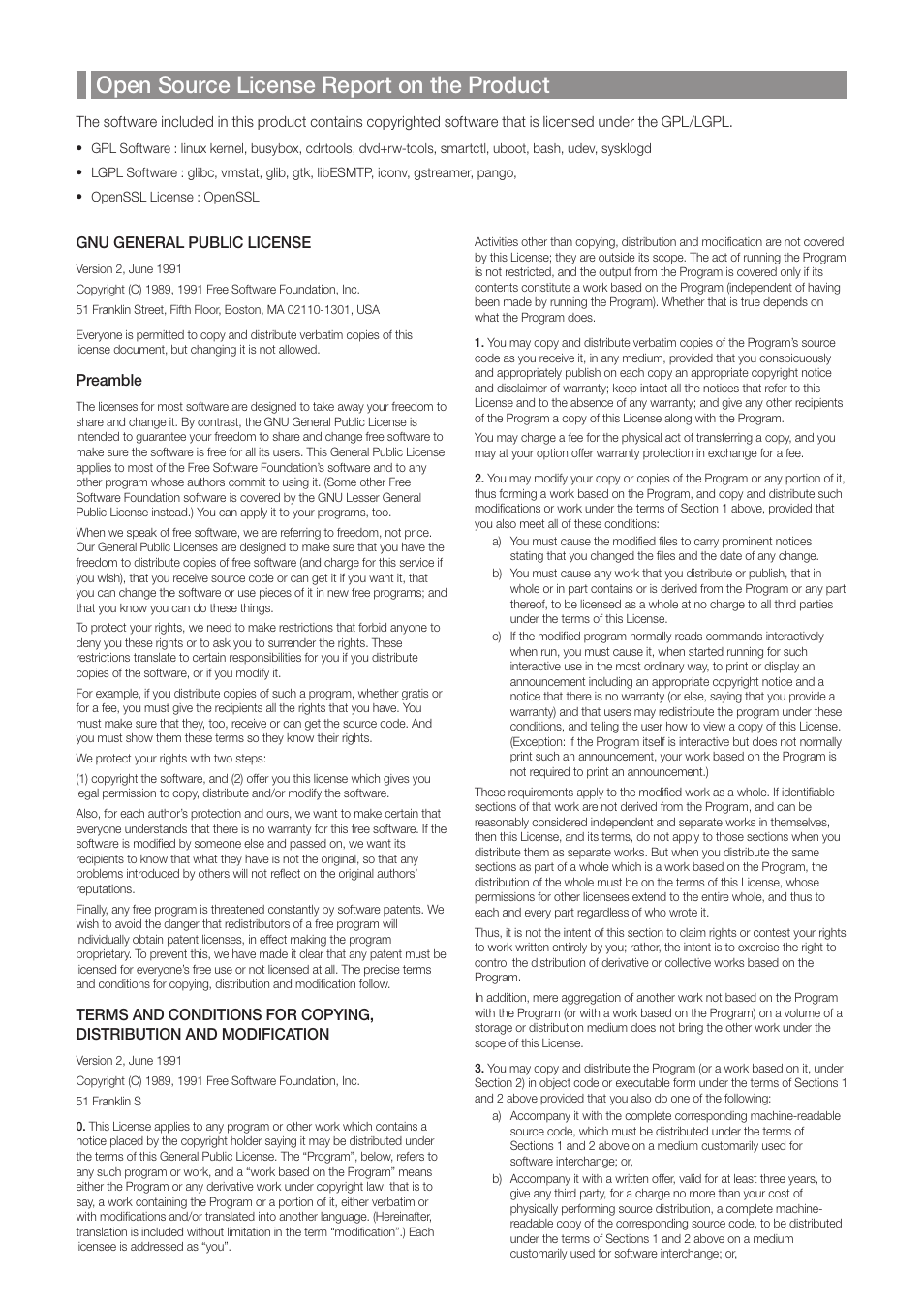 Open source license report on the product, Gnu general public license, Preamble | CCTV Camera Pros iDVR-PRO H Series DVRs User Manual | Page 139 / 150