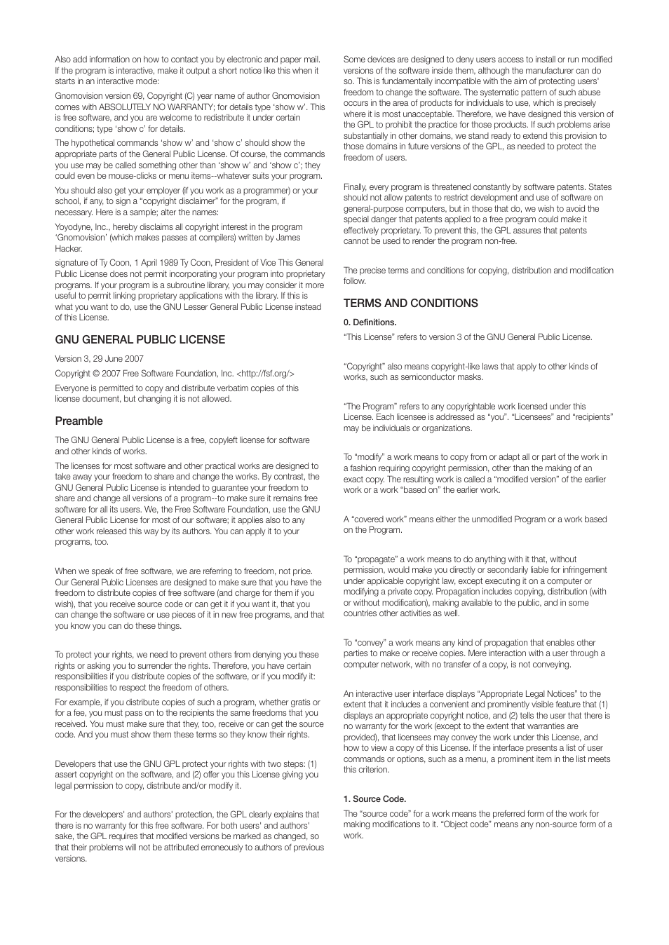 Gnu general public license, Preamble, Terms and conditions | CCTV Camera Pros iDVR-PRO H Series DVRs User Manual | Page 141 / 150