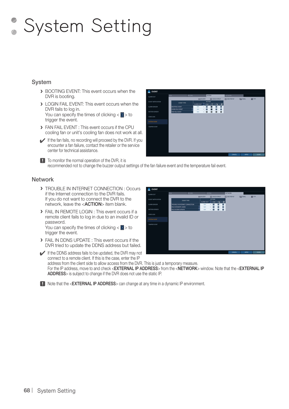 System setting | CCTV Camera Pros iDVR-PRO H Series DVRs User Manual | Page 68 / 150