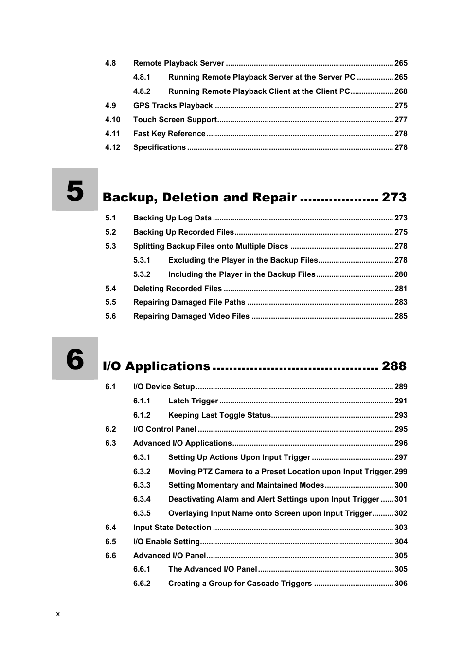 Backup, deletion and repair, I/o applications | CCTV Camera Pros Geovision 8.5 Multicam Digital Surveillance System User Manual | Page 10 / 664