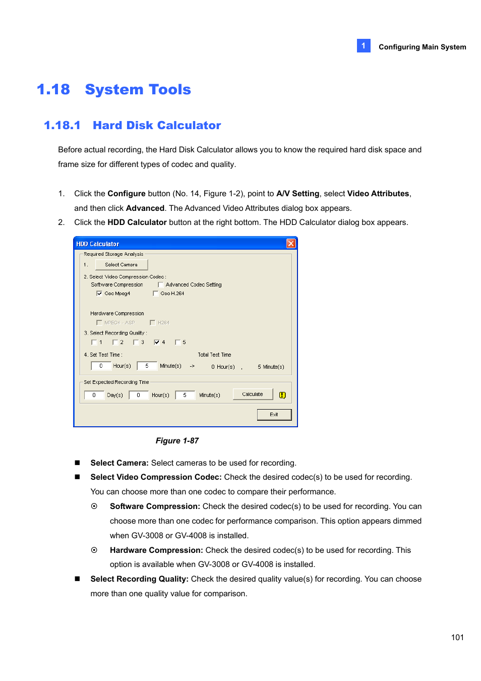 18 system tools, 1 hard disk calculator, 18 system | Tools | CCTV Camera Pros Geovision 8.5 Multicam Digital Surveillance System User Manual | Page 119 / 664
