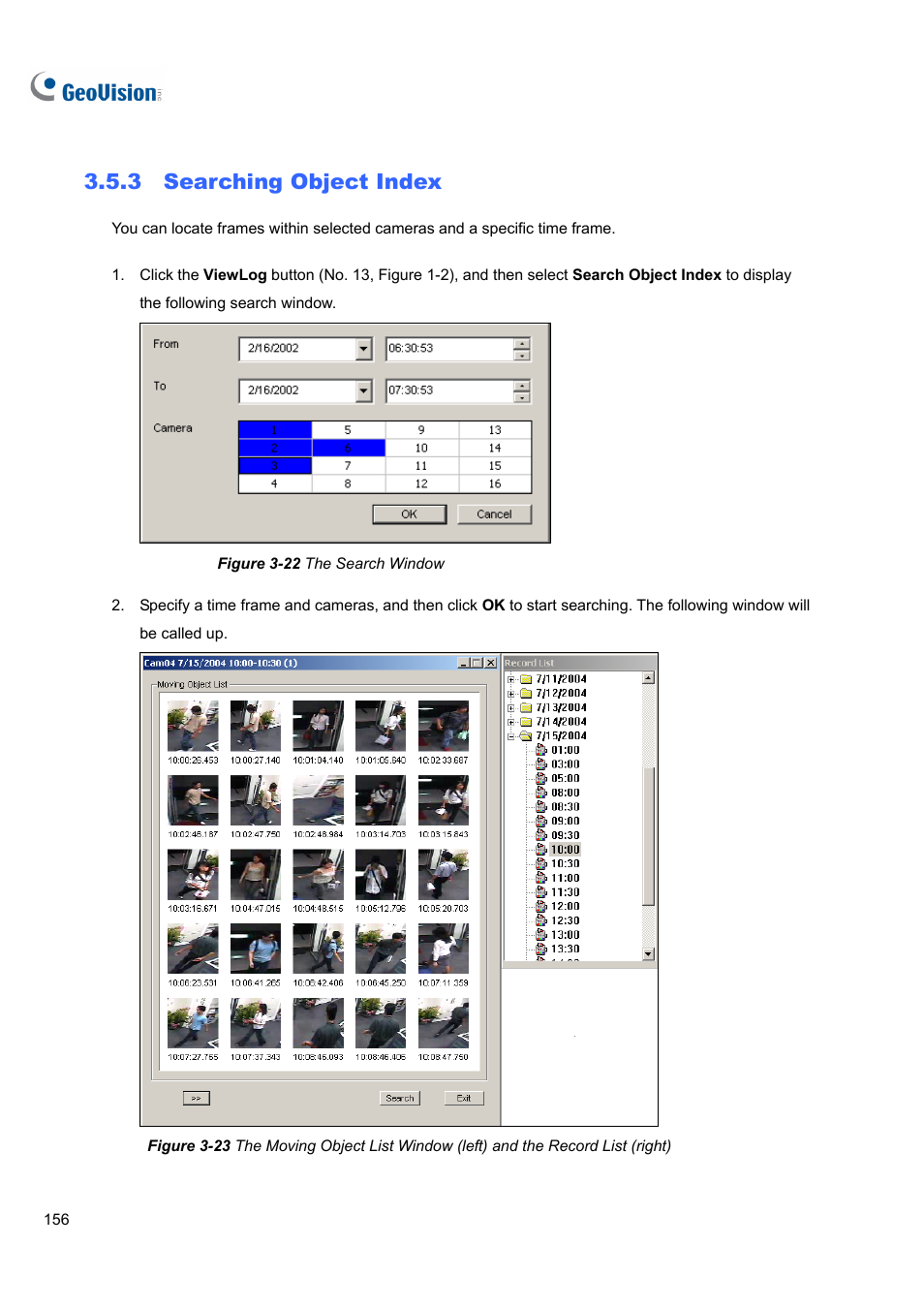 3 searching object index, 3 searching, Object index | CCTV Camera Pros Geovision 8.5 Multicam Digital Surveillance System User Manual | Page 174 / 664