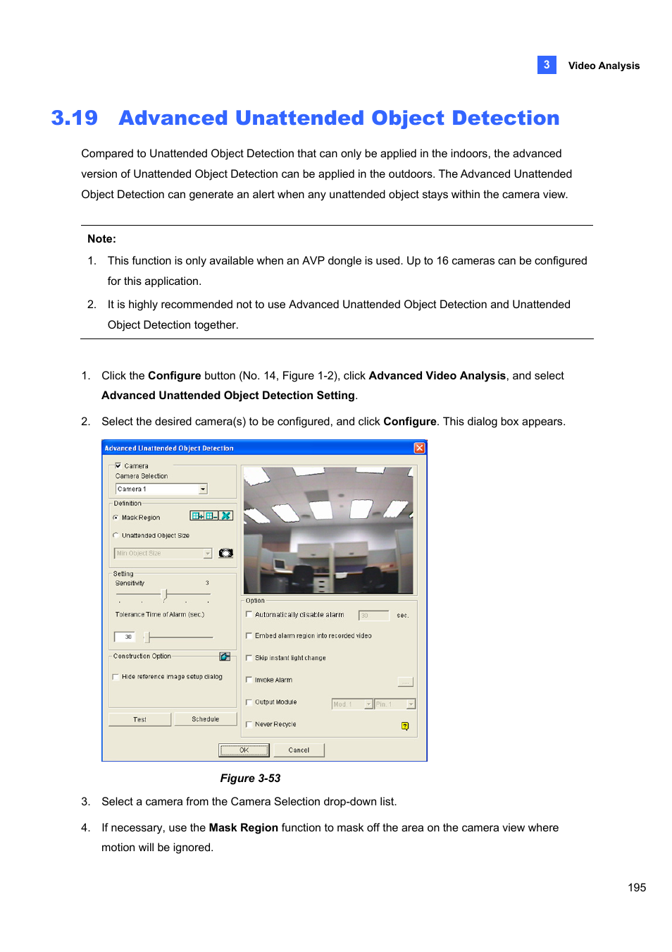 19 advanced unattended object detection, 19 advanced, Unattended | Object detection | CCTV Camera Pros Geovision 8.5 Multicam Digital Surveillance System User Manual | Page 213 / 664