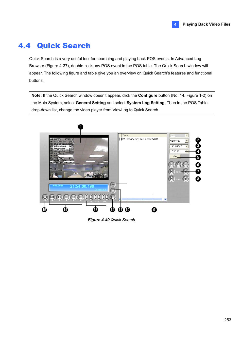 4 quick search, 4 quick, Search | Quick search | CCTV Camera Pros Geovision 8.5 Multicam Digital Surveillance System User Manual | Page 271 / 664