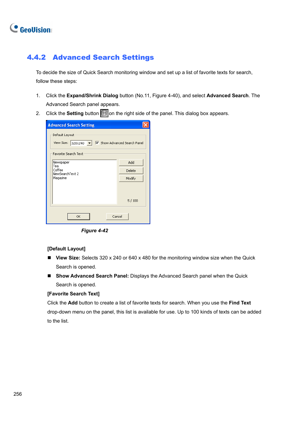 2 advanced, Search settings, 2 advanced search settings | CCTV Camera Pros Geovision 8.5 Multicam Digital Surveillance System User Manual | Page 274 / 664