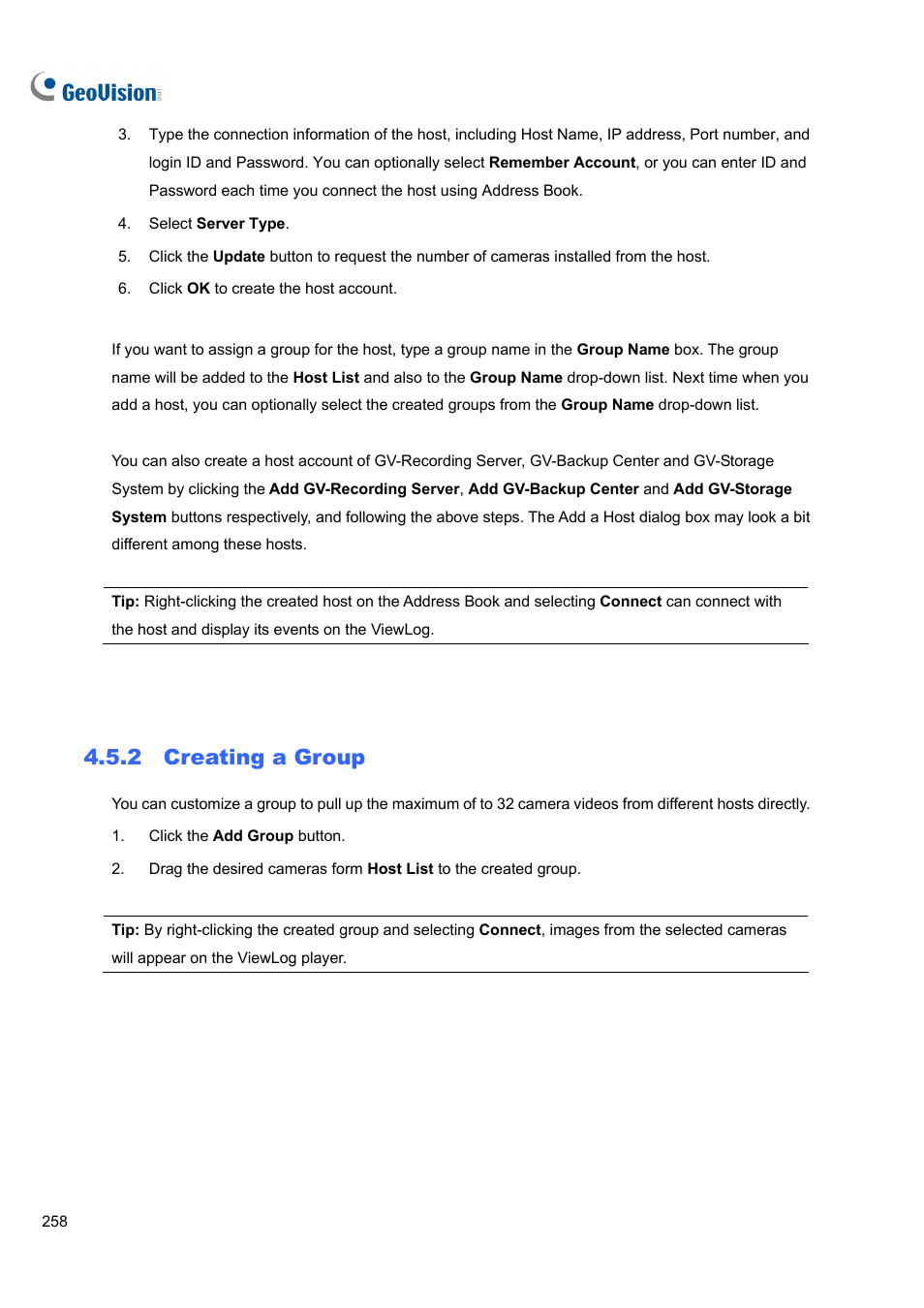 2 creating a group | CCTV Camera Pros Geovision 8.5 Multicam Digital Surveillance System User Manual | Page 276 / 664