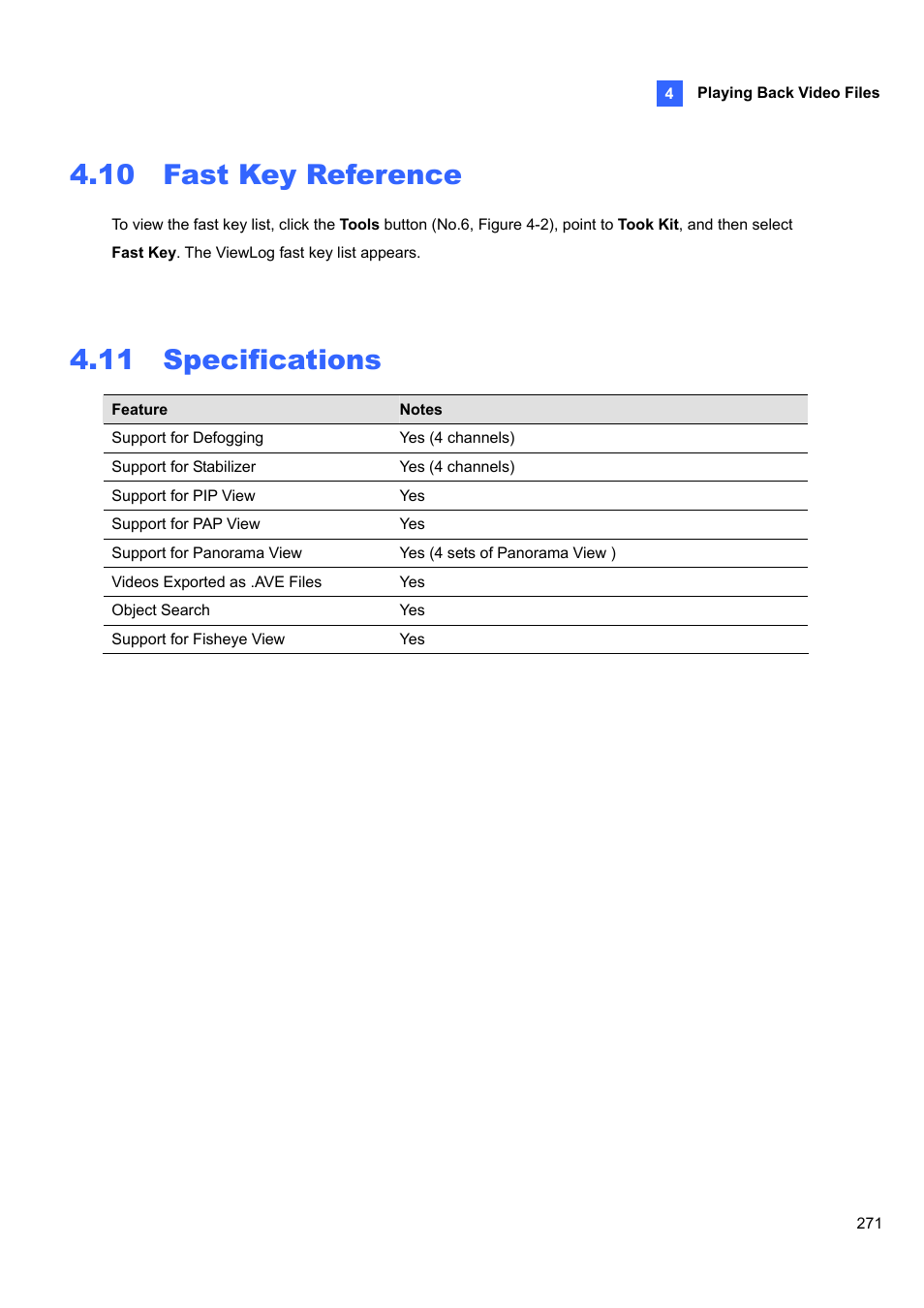 10 fast key reference, 11 specifications, 10 fast | Reference | CCTV Camera Pros Geovision 8.5 Multicam Digital Surveillance System User Manual | Page 289 / 664