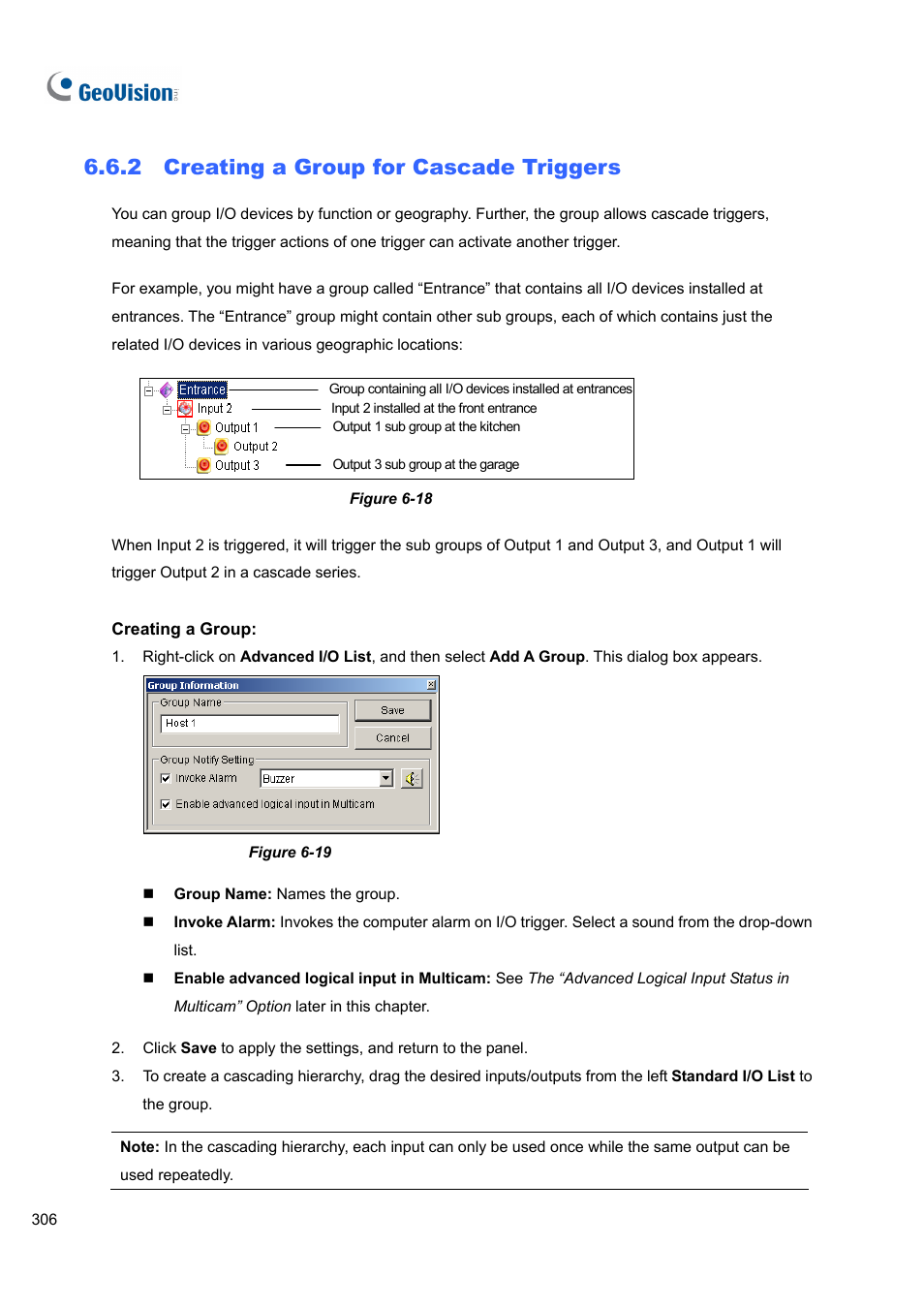 2 creating a group for cascade triggers | CCTV Camera Pros Geovision 8.5 Multicam Digital Surveillance System User Manual | Page 324 / 664