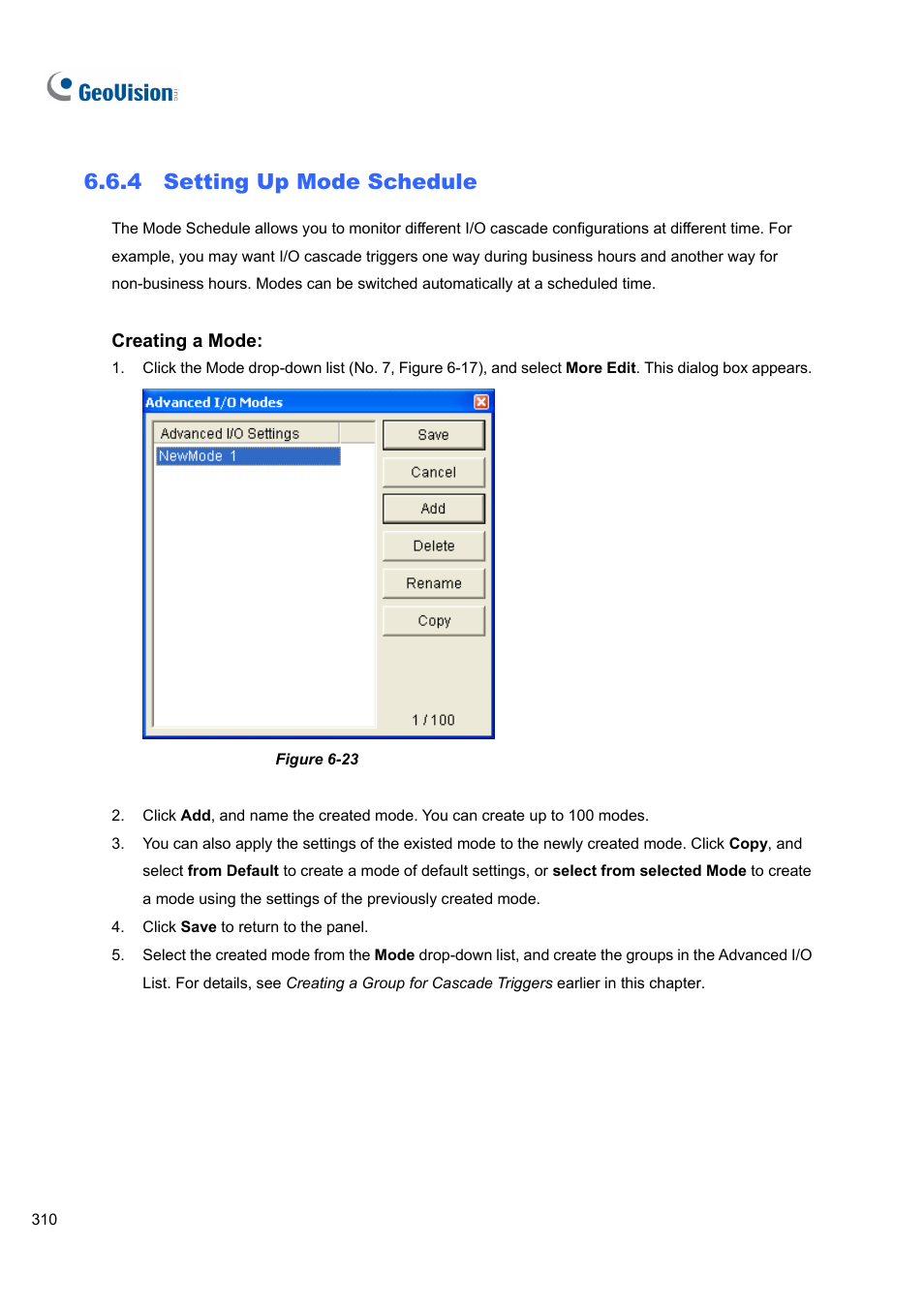 4 setting up mode schedule, 4 setting, Mode schedule | CCTV Camera Pros Geovision 8.5 Multicam Digital Surveillance System User Manual | Page 328 / 664