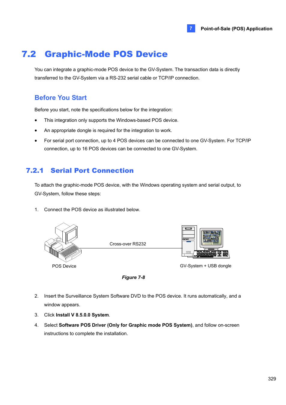 2 graphic-mode pos device, 1 serial port connection, 1 serial | Port connection, Before you start | CCTV Camera Pros Geovision 8.5 Multicam Digital Surveillance System User Manual | Page 347 / 664