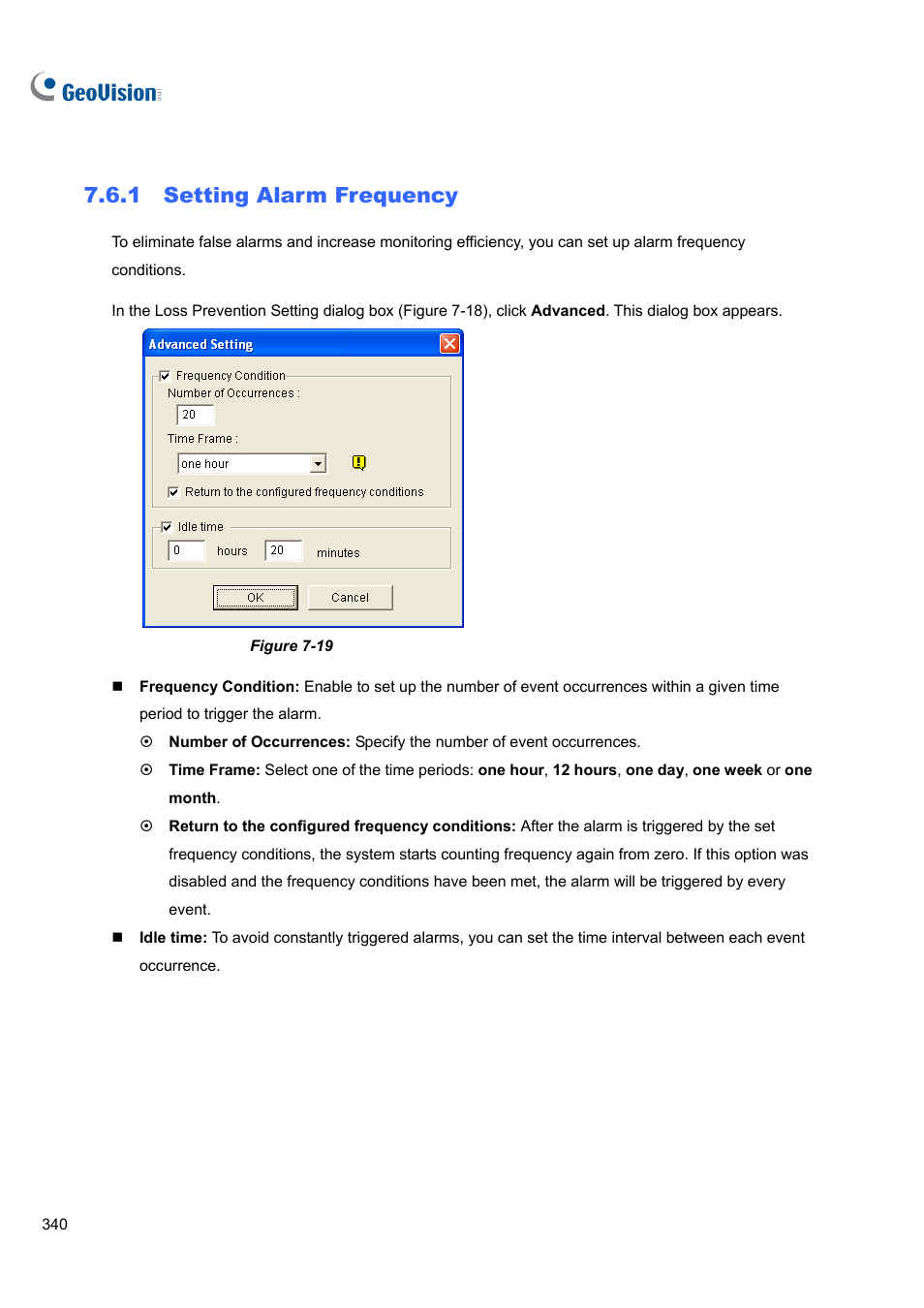 1 setting alarm frequency, 1 setting, Alarm frequency | CCTV Camera Pros Geovision 8.5 Multicam Digital Surveillance System User Manual | Page 358 / 664