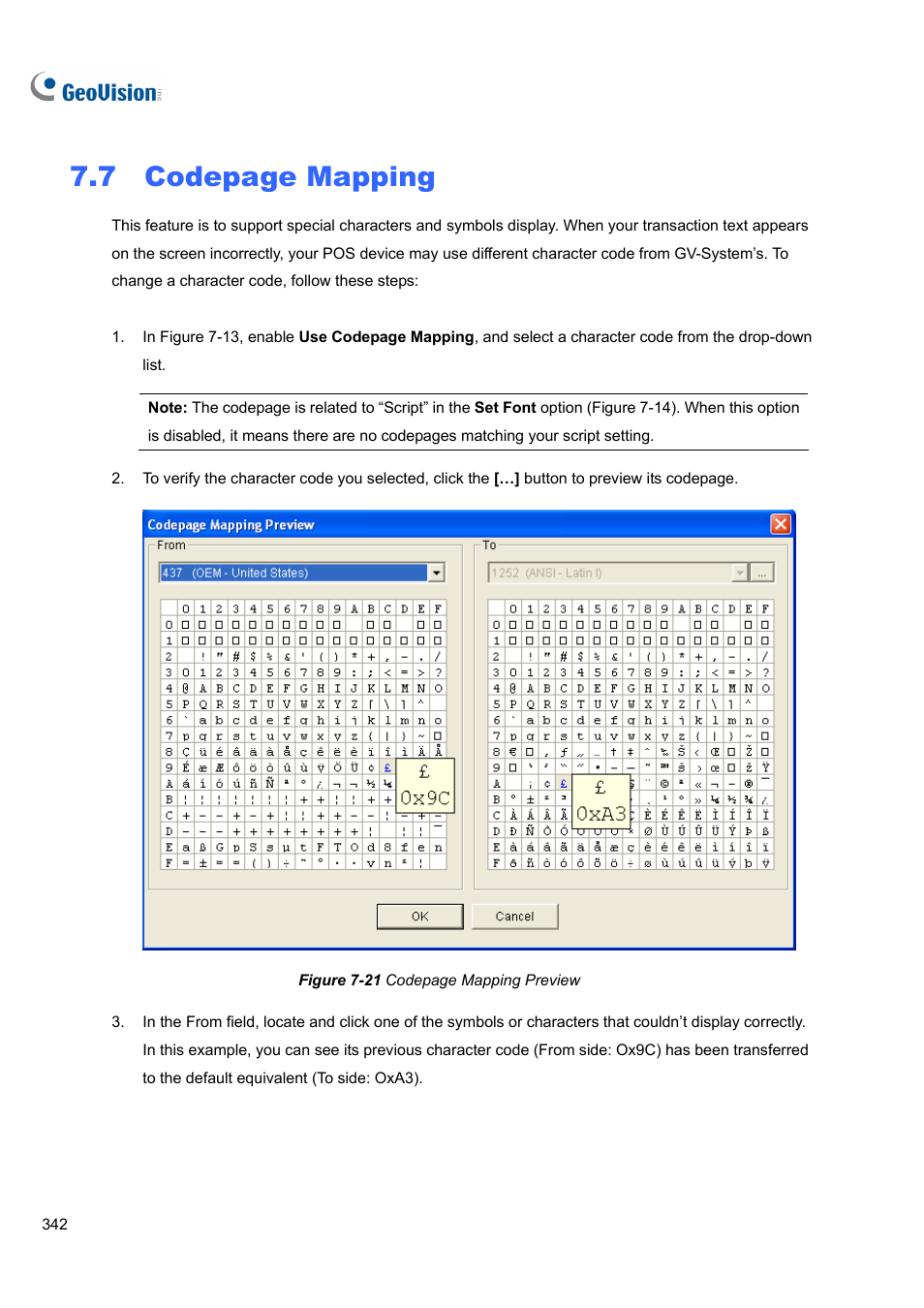 7 codepage mapping | CCTV Camera Pros Geovision 8.5 Multicam Digital Surveillance System User Manual | Page 360 / 664