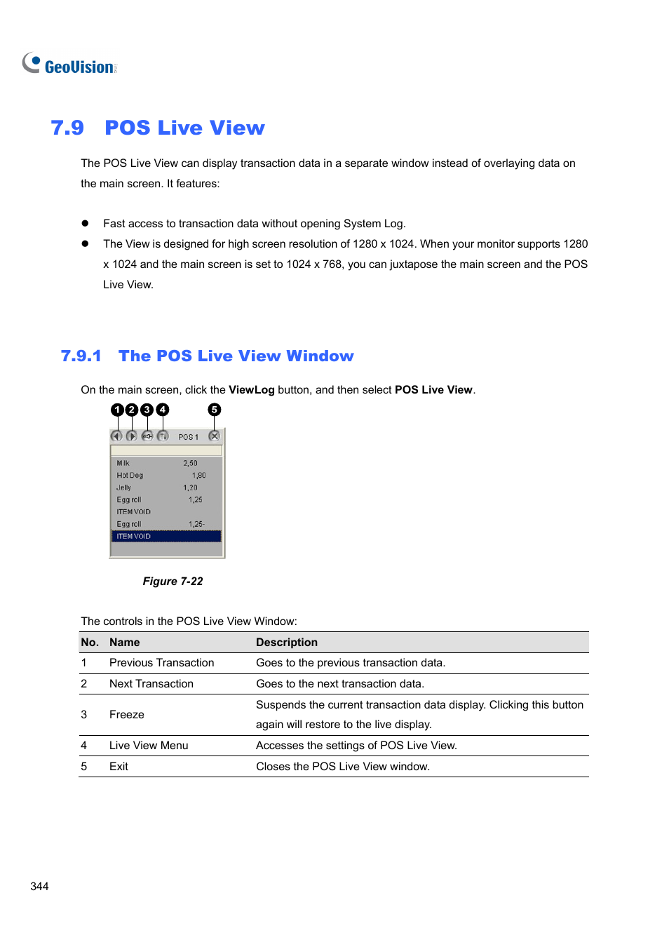 9 pos live view, 1 the pos live view window, 9 pos | Live view | CCTV Camera Pros Geovision 8.5 Multicam Digital Surveillance System User Manual | Page 362 / 664