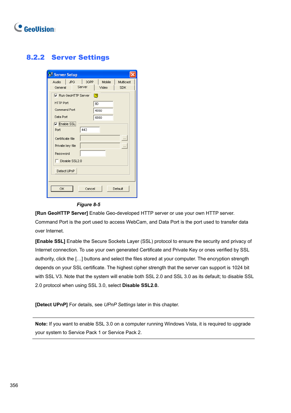2 server settings | CCTV Camera Pros Geovision 8.5 Multicam Digital Surveillance System User Manual | Page 374 / 664