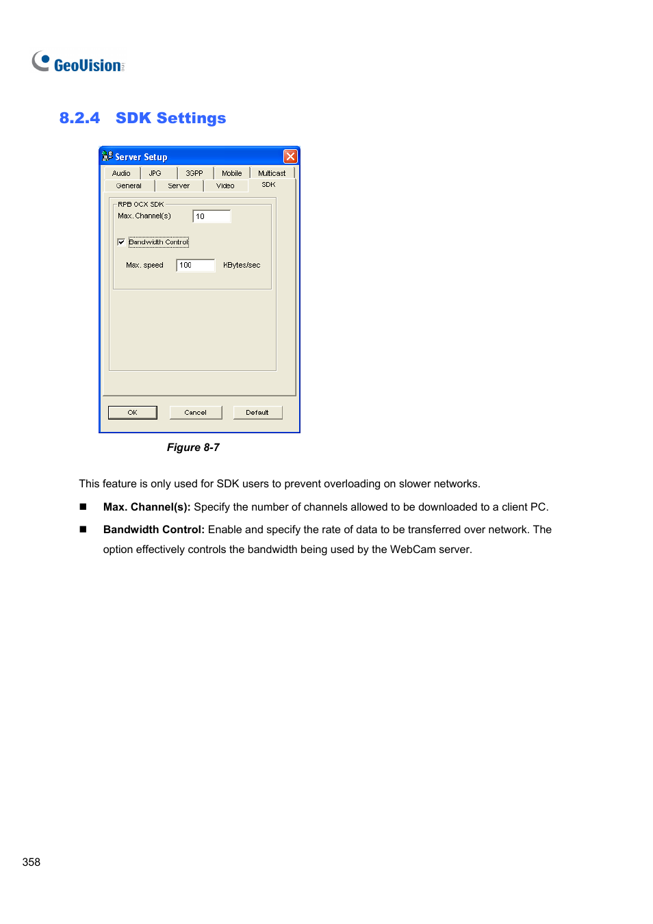 4 sdk settings, 4 sdk, Settings | CCTV Camera Pros Geovision 8.5 Multicam Digital Surveillance System User Manual | Page 376 / 664