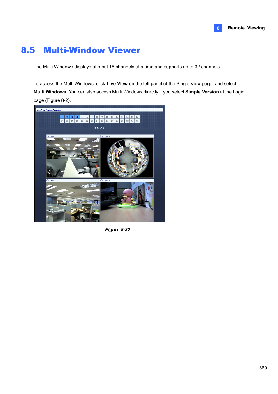 5 multi-window viewer, 5 multi-window, Viewer | CCTV Camera Pros Geovision 8.5 Multicam Digital Surveillance System User Manual | Page 407 / 664
