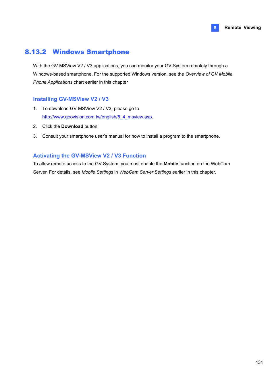 2 windows smartphone | CCTV Camera Pros Geovision 8.5 Multicam Digital Surveillance System User Manual | Page 449 / 664