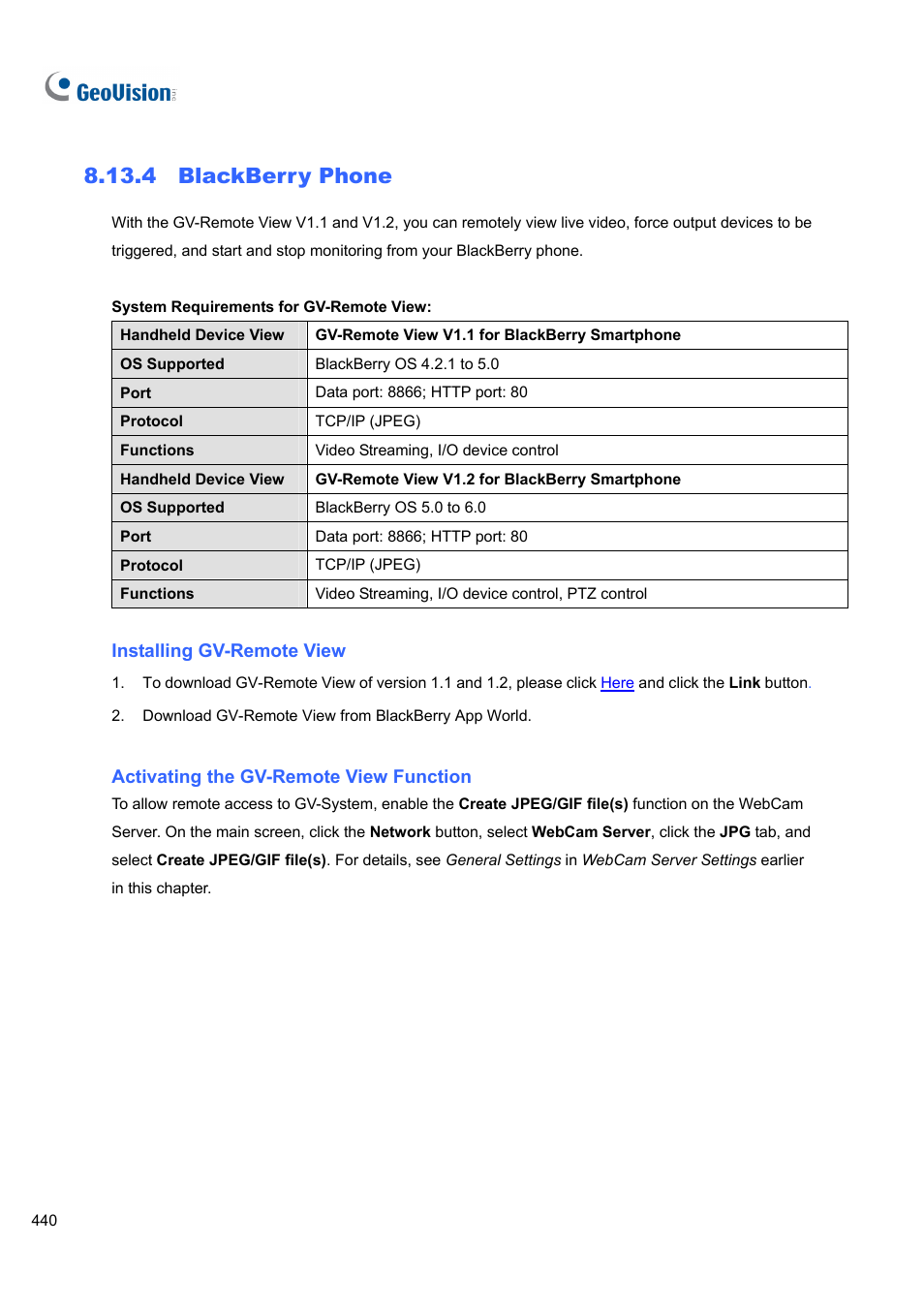 4 blackberry phone | CCTV Camera Pros Geovision 8.5 Multicam Digital Surveillance System User Manual | Page 458 / 664