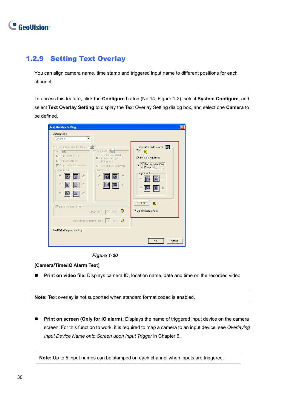 9 setting text overlay, 9 setting, Text overlay | CCTV Camera Pros Geovision 8.5 Multicam Digital Surveillance System User Manual | Page 48 / 664