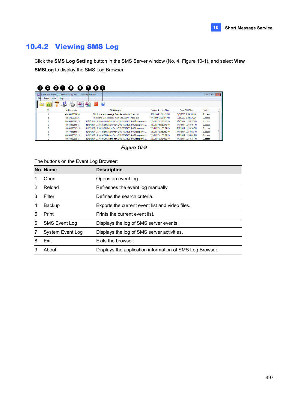 2 viewing sms log | CCTV Camera Pros Geovision 8.5 Multicam Digital Surveillance System User Manual | Page 515 / 664