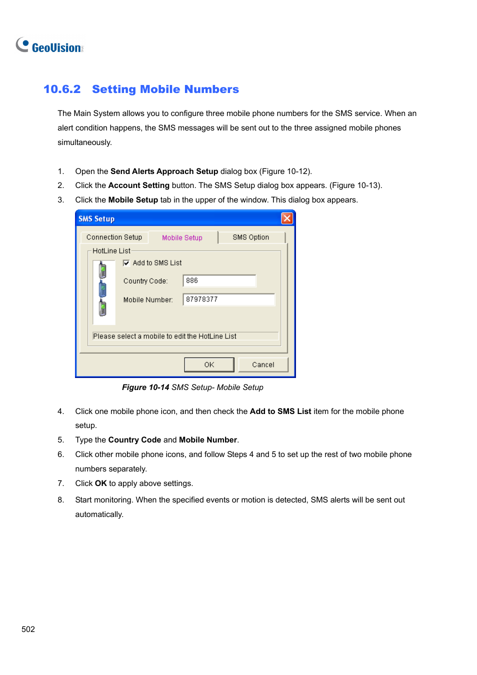 2 setting mobile numbers | CCTV Camera Pros Geovision 8.5 Multicam Digital Surveillance System User Manual | Page 520 / 664