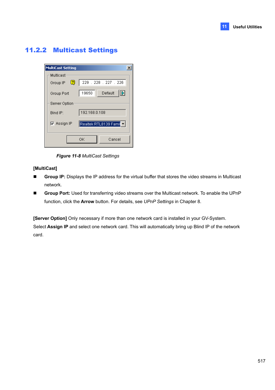 2 multicast settings, 2 multicast, Settings | CCTV Camera Pros Geovision 8.5 Multicam Digital Surveillance System User Manual | Page 535 / 664