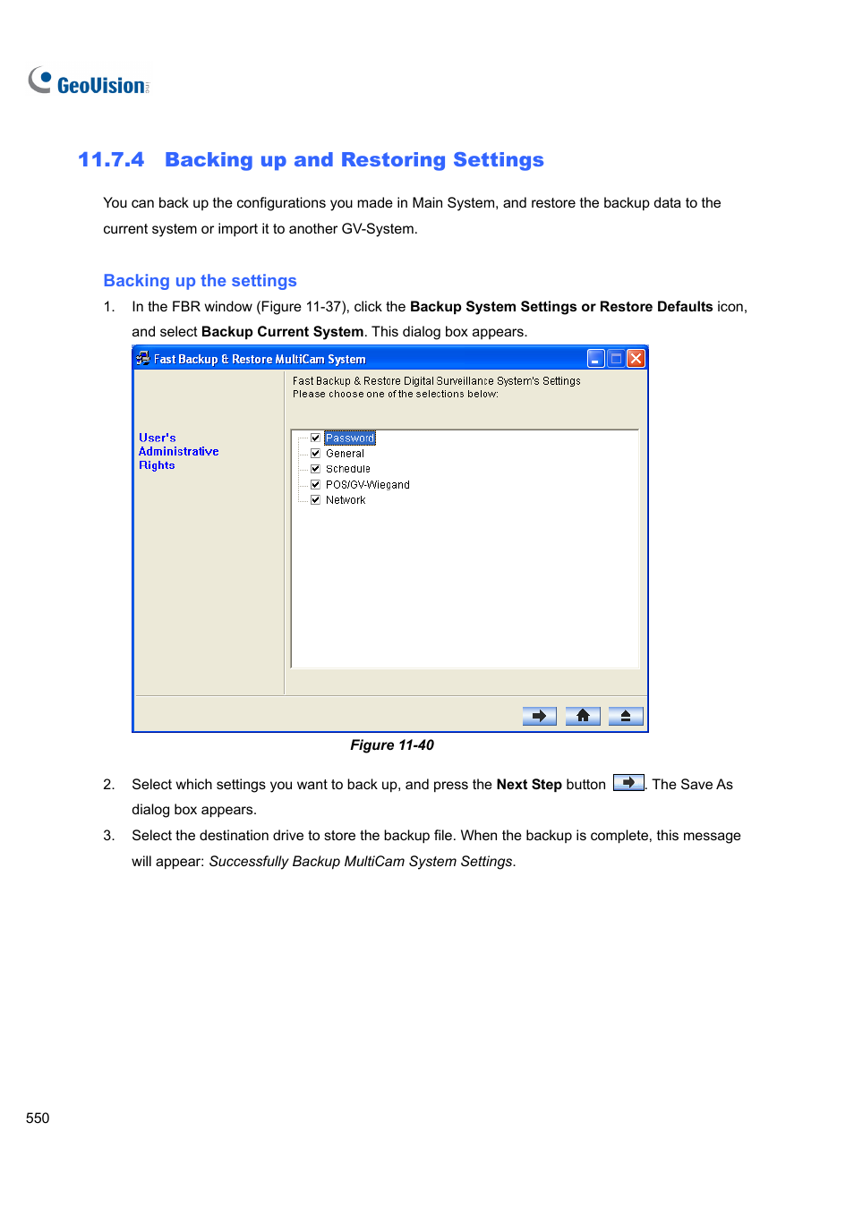 4 backing up and restoring settings, Backing up and restoring settings | CCTV Camera Pros Geovision 8.5 Multicam Digital Surveillance System User Manual | Page 568 / 664