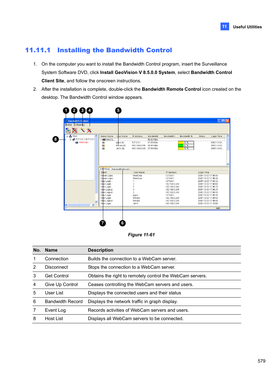 1 installing the bandwidth control, 1 installing, Bandwidth control | CCTV Camera Pros Geovision 8.5 Multicam Digital Surveillance System User Manual | Page 597 / 664